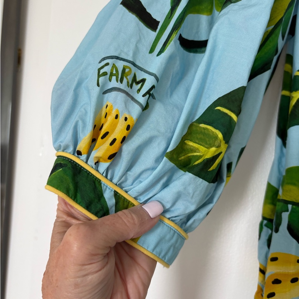 FARM Rio Blue Tropical Parrot Mini Dress with Yellow and Green Print - Picture 4 of 6